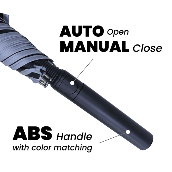 27" Auto-Open Inner Black Coated Reflective Strip Color Handle Umbrella