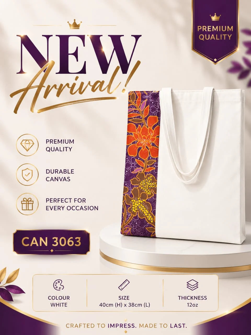 CL 3063 Canvas Tote Bag 12oz 38 x 40 cm
