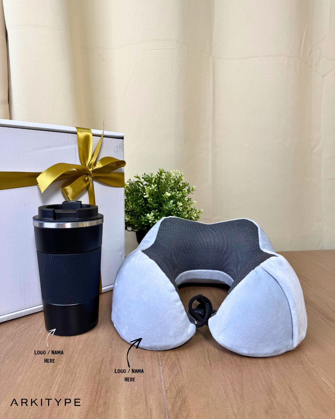 Corporate Gift Set Tumbler with neck Pillow with Pouch MOQ 10set