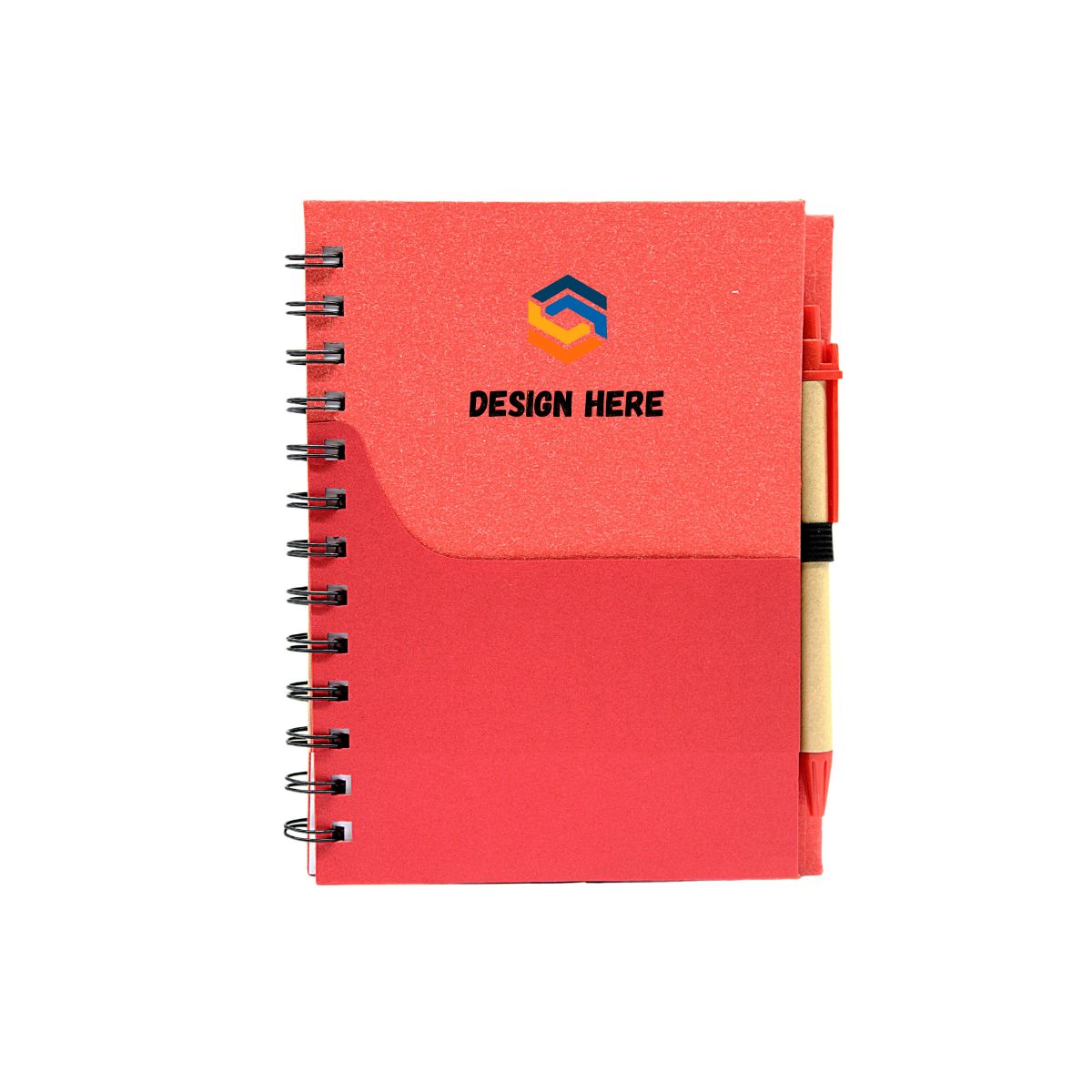 EC29 Eco Notepad with Pen (Spiral Pocket Cover) – Custom Logo Printing