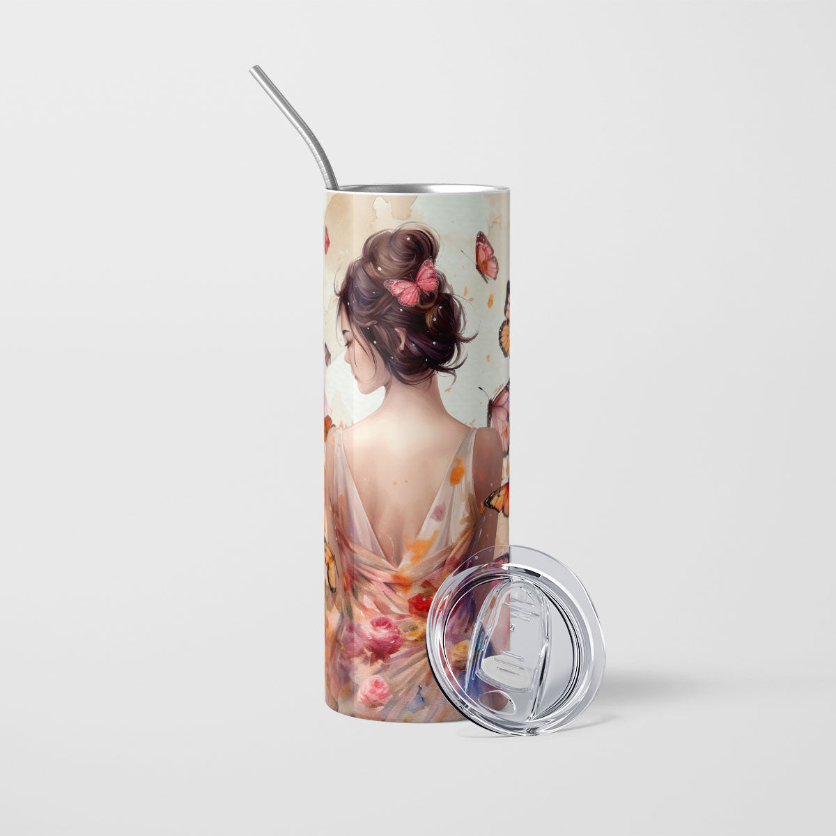 Personalised Tumbler Butterfly lady design RD3
