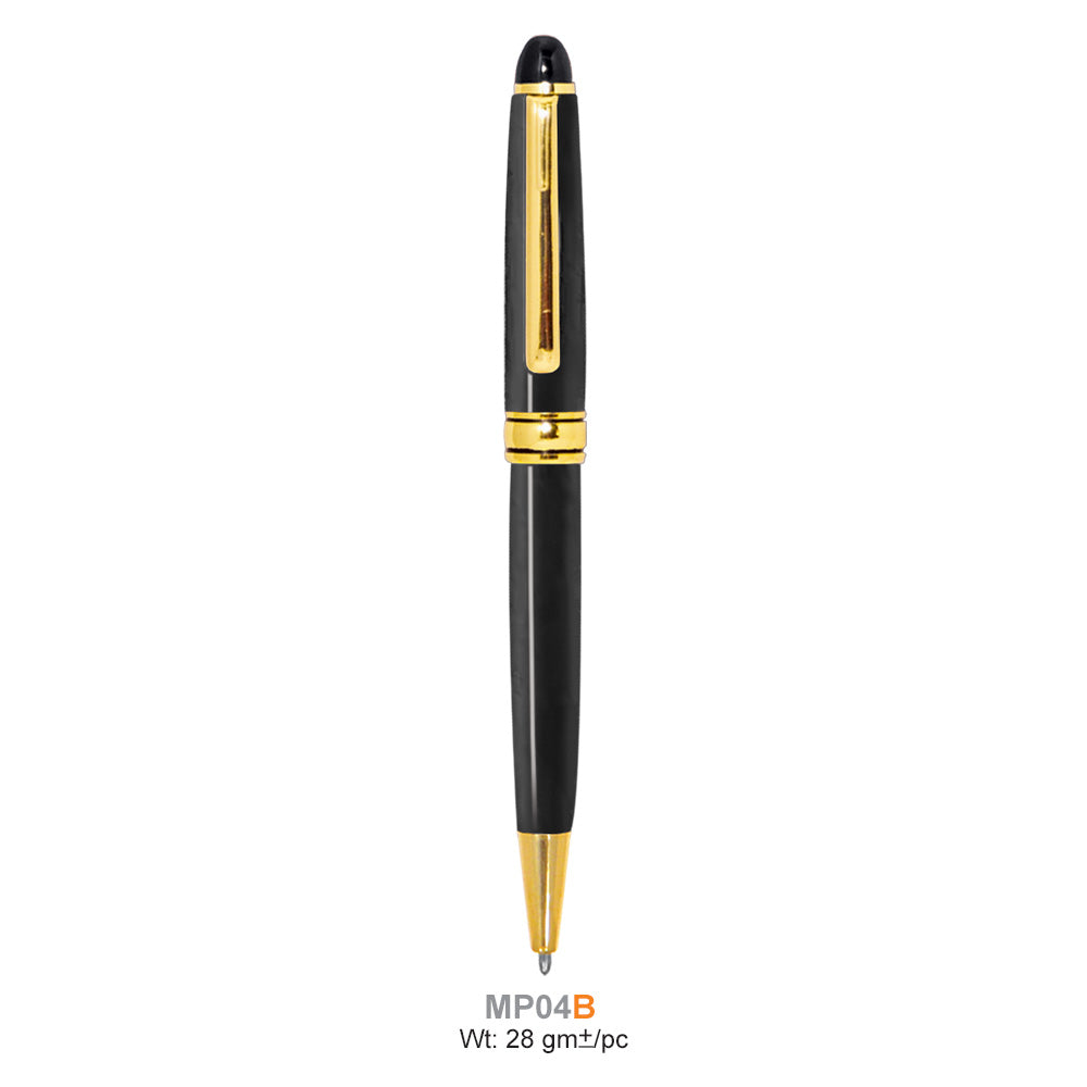 Metal Black pen with gold accents on a white background