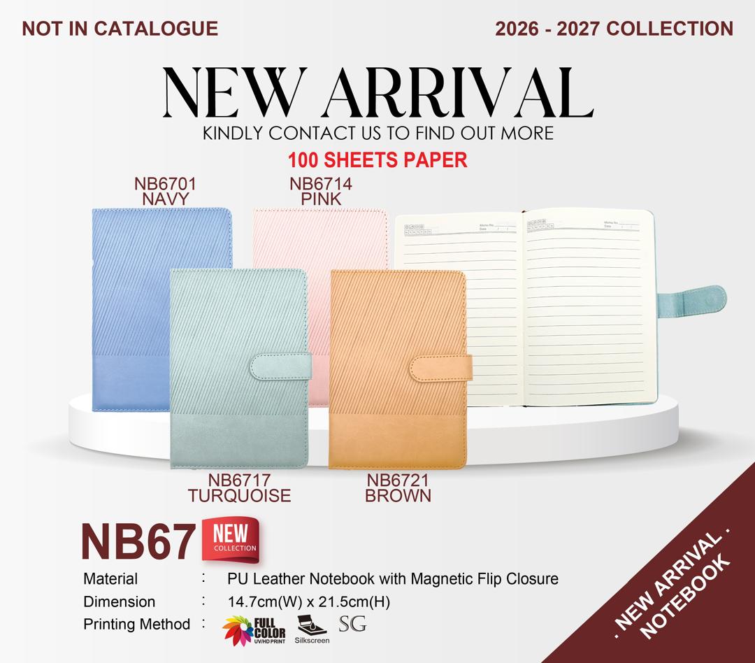 NB67 Notebook with PU leather with magnetic Flip Closure