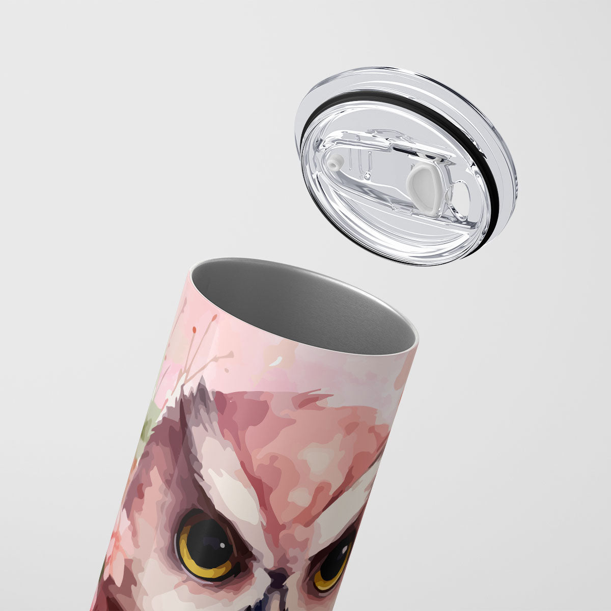 Personalised Tumbler Design Owl with pink background RD1