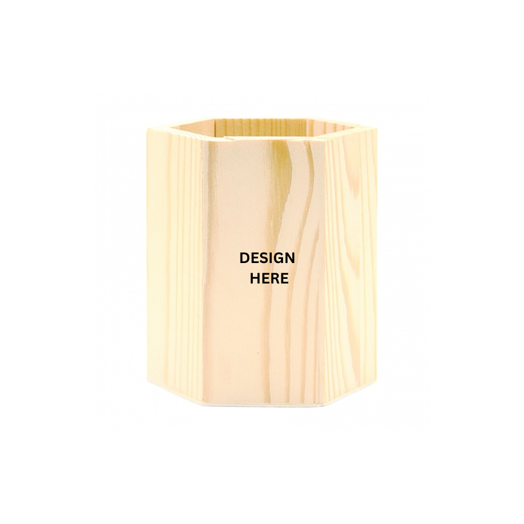 PS15 Wooden Pen Stand with custom logo printing for corporate gifts Malaysia