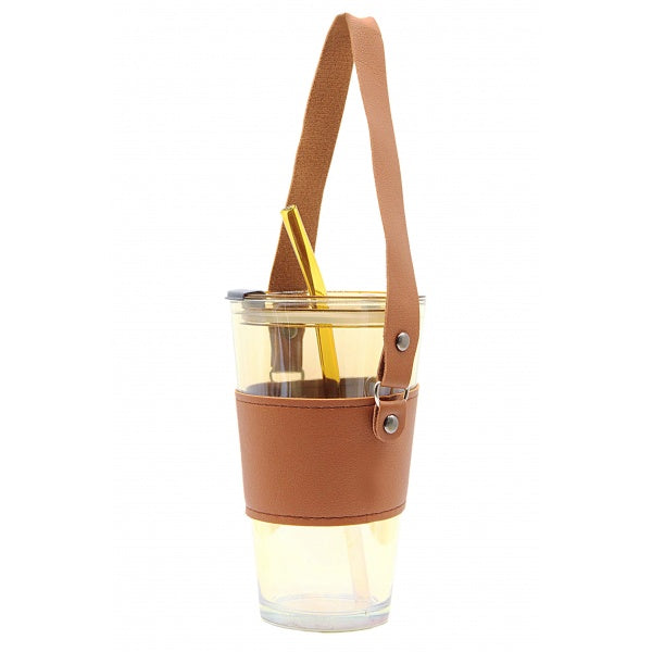 AM67 Auto Mug glass with straw 450ml