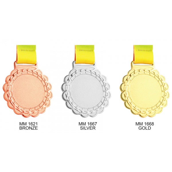 MM16 Medal Crystal Gold , Silver & Bronze