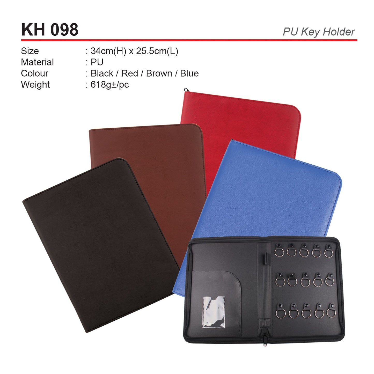 KH 098 15 keys PU leather Organizer with card Holder