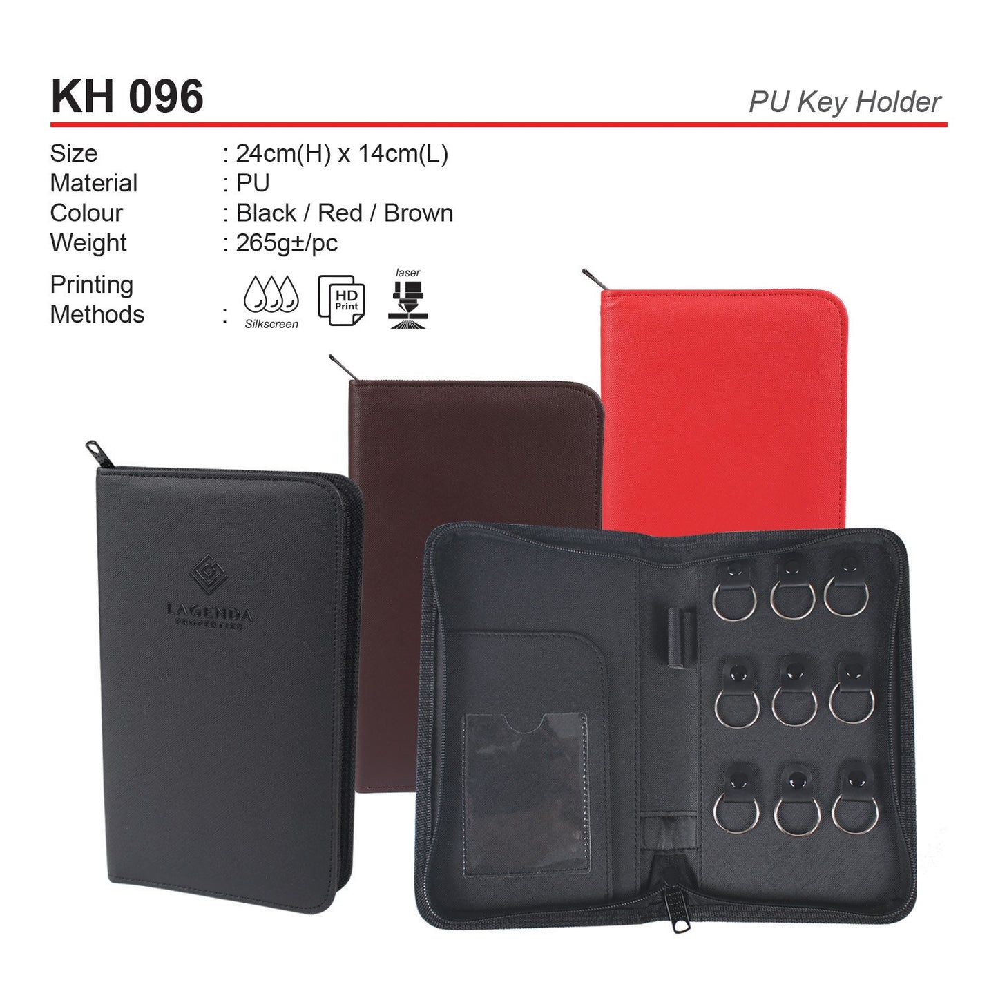 KH 096 9 keys PU leather Organizer with card Holder
