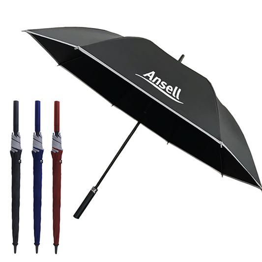 27" Auto-Open Inner Black Coated Reflective Strip Color Handle Umbrella
