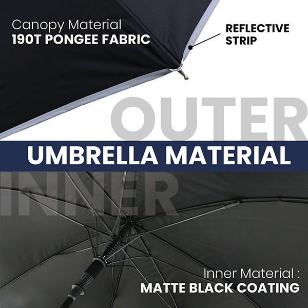 27" Auto-Open Inner Black Coated Reflective Strip Color Handle Umbrella