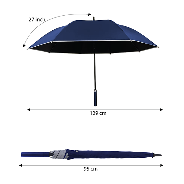 27" Auto-Open Inner Black Coated Reflective Strip Color Handle Umbrella