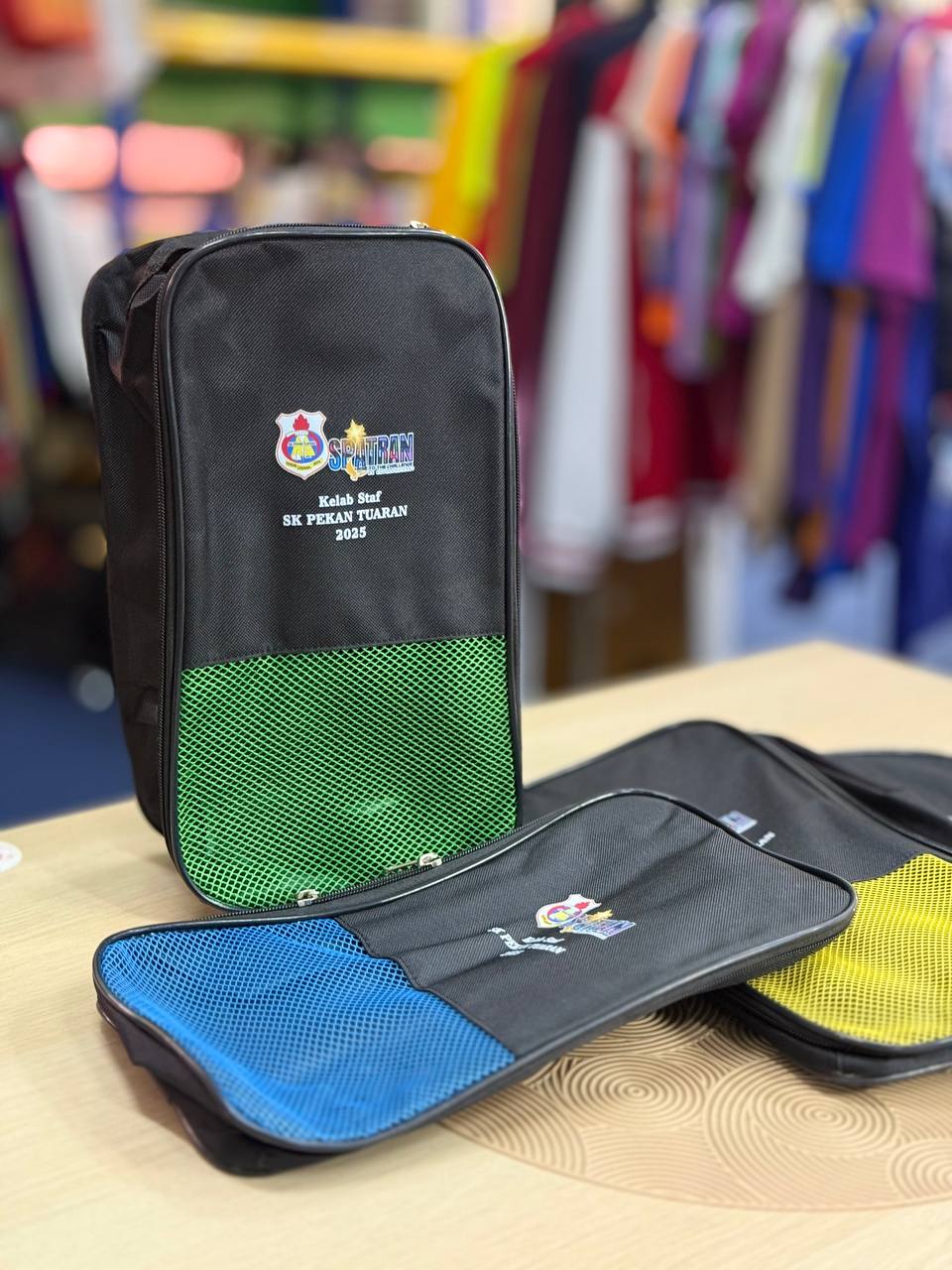 Custom Shoe Bag with Mesh Panel – Corporate & Event Shoe Bag (Zipper / Multi-Colour)