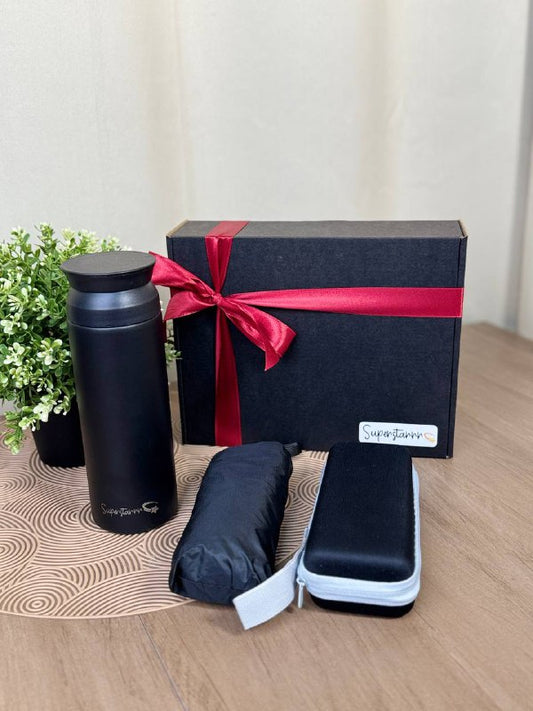 Corporate Gift Set | Mini Foldable Umbrella | 500ml Vacuum Flask