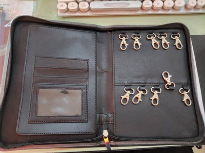 NB55 Zippered 10 Key Leather Organizer with Cards Holder
