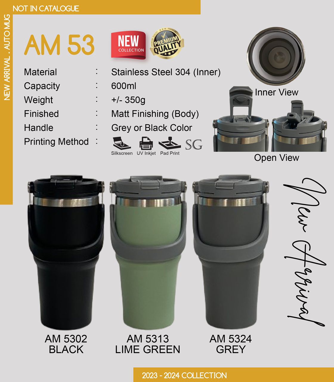 AM53 Vacuum Flask 500ml Stainless Steel 304