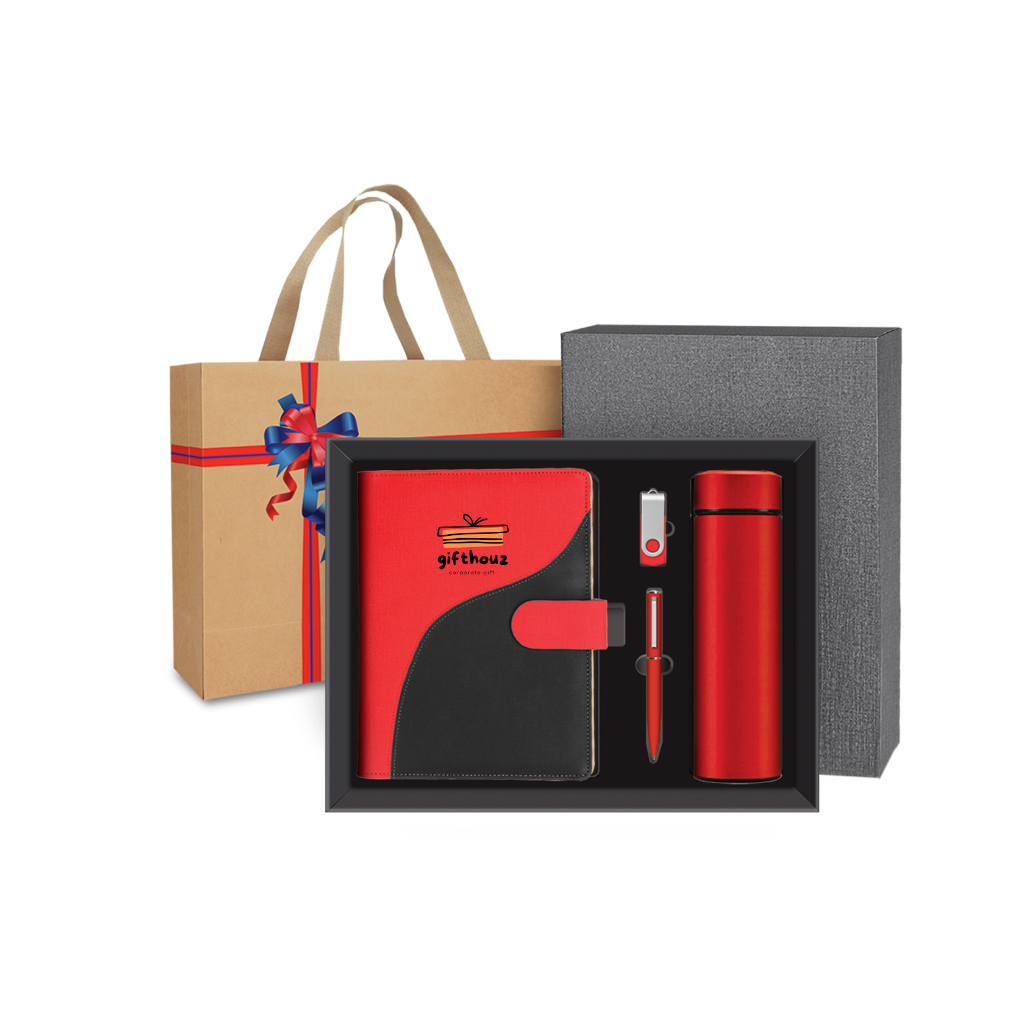 BOX 09111 Corporate Gift Set | PU Organizer | Flask | Thumbdrive | Metal Pen