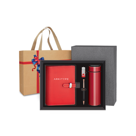 BOX 09115 Corporate Gift Set | PU Organizer | Flask | Thumbdrive | Metal Pen
