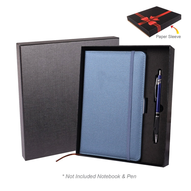 B 29 Gift Box Packaging Blue notebook with pen in a black gift box, paper sleeve included