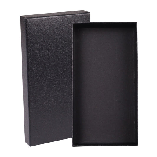 B 34 Gift Box Packaging Black rectangular box with a lid on a white background
