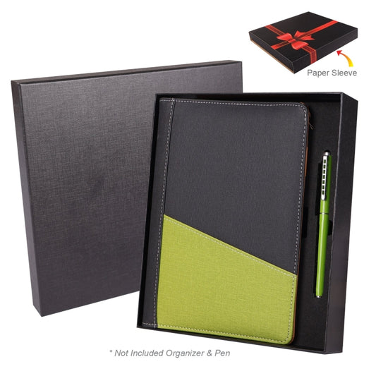 B 37 Gift Box Packaging Black and green notebook with a pen in a gift box packaging
