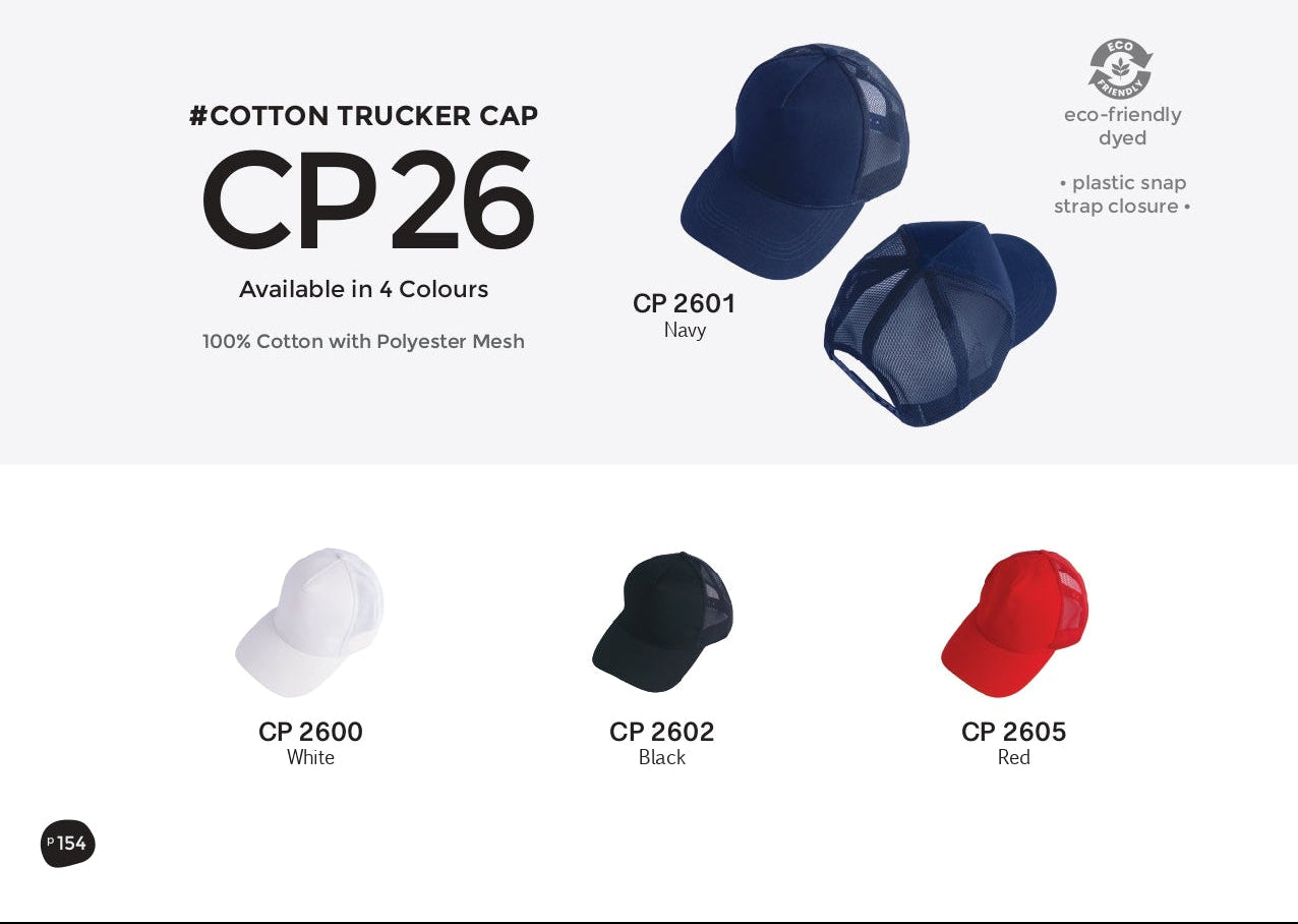 CP26 Cotton Trucker Cap for custom logo corporate gifts Malaysia | Orensport x Arkitype | Printing service | School & University Gifts | Apparel & Uniform | Corporate uniforms
