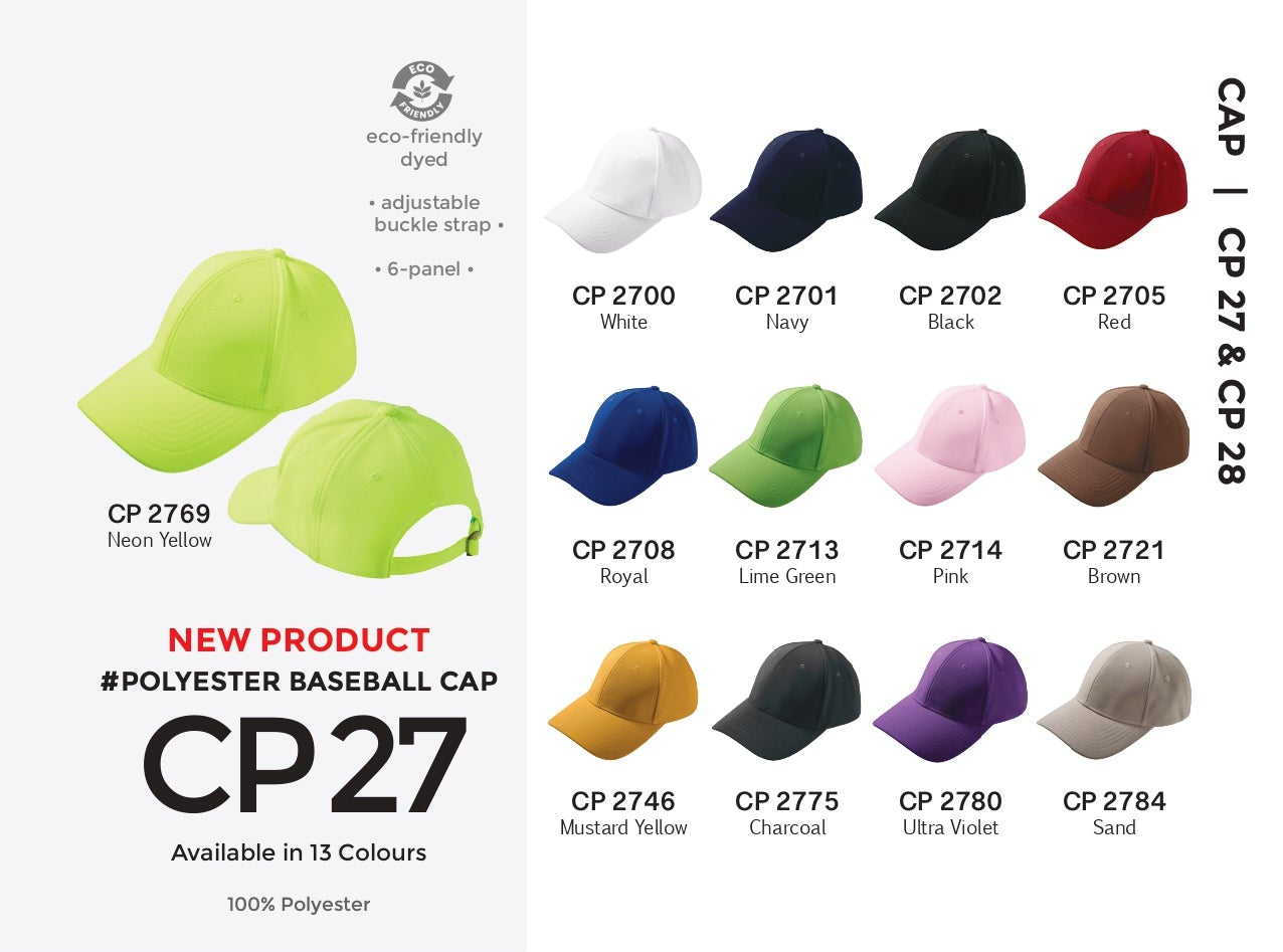 CP27 Polyester Baseball Cap for custom logo corporate gifts Malaysia | Orensport x Arkitype | Printing service | School & University Gifts | Apparel & Uniform | Corporate uniforms