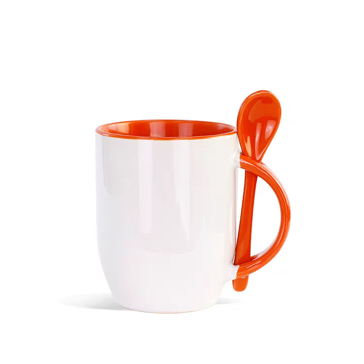 CR16 Ceramic Mug with coating Spoon  | sublimation