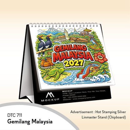 Calendar 2027 - DTC 711 - Gemilang Malaysia | Table Calendar 2027, Custom Calendar, Desk Calendar, Corporate Gift, Year End Gift, Custom Logo Printing, Office Calendar, Promotional Gift, Staff Gift, Client Gift