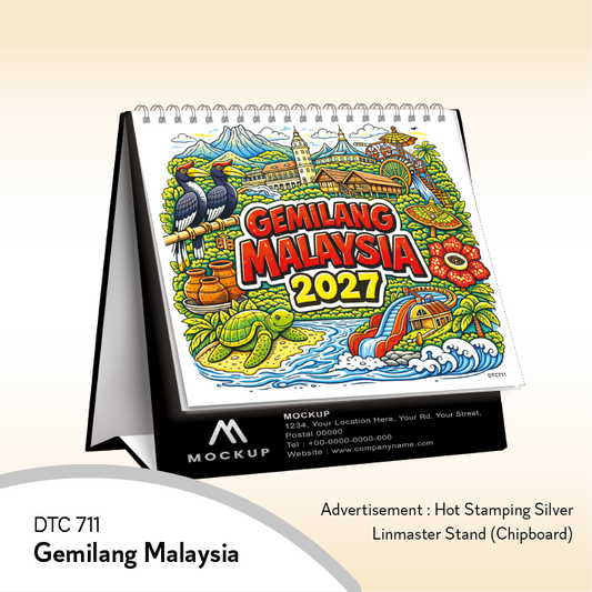 Calendar 2027 - DTC 711 - Gemilang Malaysia | Table Calendar 2027, Custom Calendar, Desk Calendar, Corporate Gift, Year End Gift, Custom Logo Printing, Office Calendar, Promotional Gift, Staff Gift, Client Gift