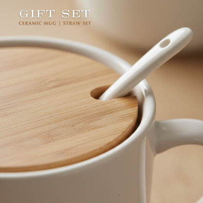 Corporate Gift Set C16 | Ceramic Mug & Straw with Custom Logo