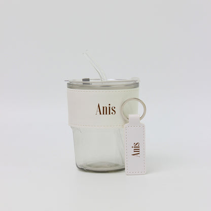 Gift Set Personalised Glass Jar and Keychain Leather