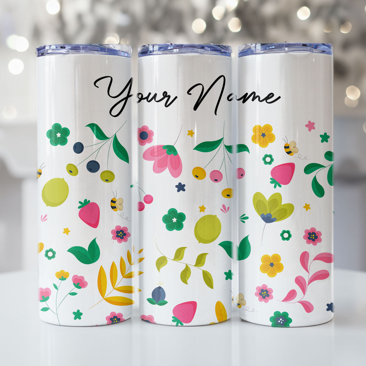 Personalised Tumbler Wildflower  D6