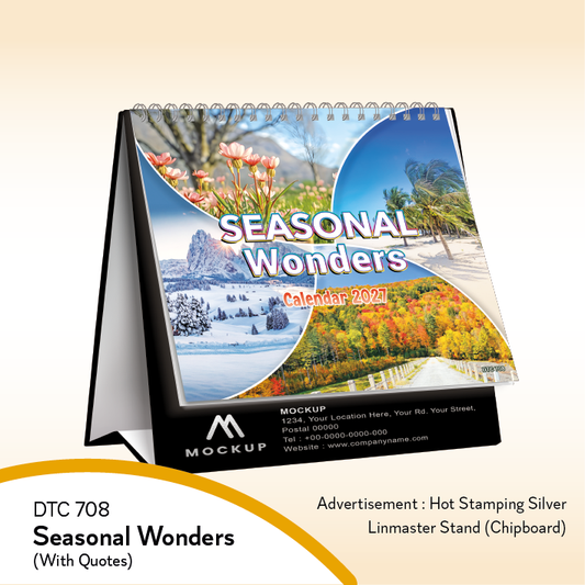DTC 708 - Seasonal Wonders (with Quotes) | Table Calendar 2027, Custom Calendar, Desk Calendar, Corporate Gift, Year End Gift, Custom Logo Printing, Office Calendar, Promotional Gift, Staff Gift, Client Gift