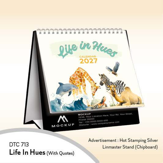 DTC 713 - Life In Hues (With Quotes) Calendar 2027 | Table Calendar 2027, Custom Calendar, Desk Calendar, Corporate Gift, Year End Gift, Custom Logo Printing, Office Calendar, Promotional Gift, Staff Gift, Client Gift