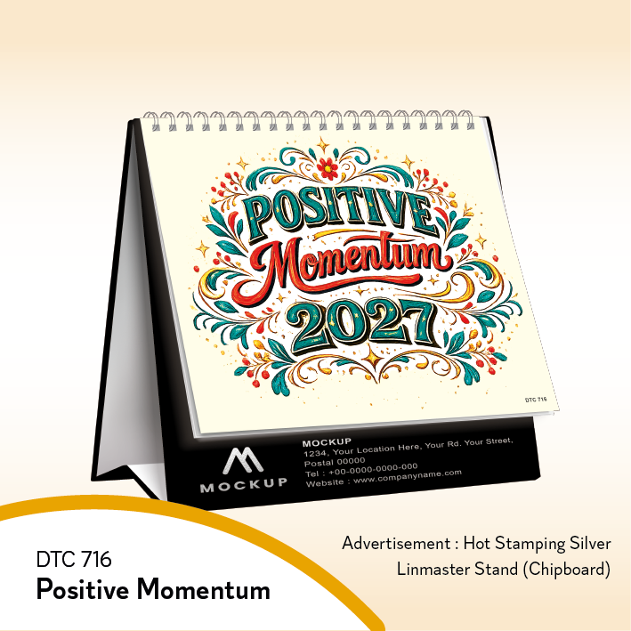 Table Calendar 2027, Custom Calendar, Desk Calendar, Corporate Gift, Year End Gift, Custom Logo Printing, Office Calendar, Promotional Gift, Staff Gift, Client Gift | DTC 716 Positive Momentum