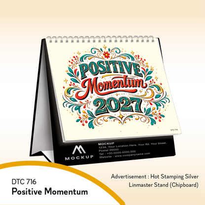 Table Calendar 2027, Custom Calendar, Desk Calendar, Corporate Gift, Year End Gift, Custom Logo Printing, Office Calendar, Promotional Gift, Staff Gift, Client Gift | DTC 716 Positive Momentum