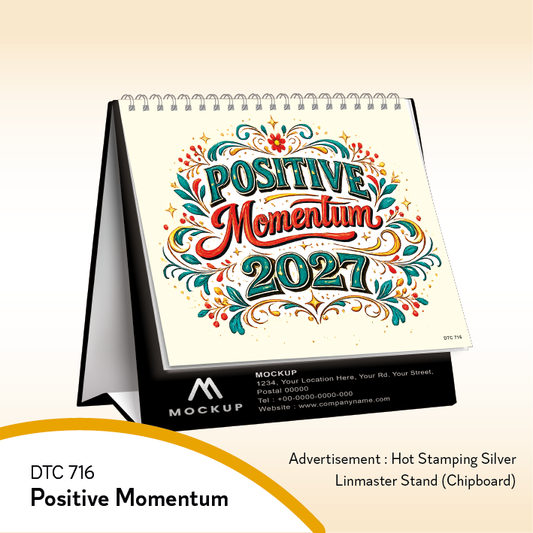 Table Calendar 2027, Custom Calendar, Desk Calendar, Corporate Gift, Year End Gift, Custom Logo Printing, Office Calendar, Promotional Gift, Staff Gift, Client Gift | DTC 716 Positive Momentum