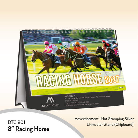 DTC 801 - 8” Racing Horse Desk Table Calendar 2027