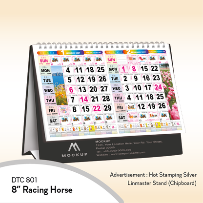 DTC 801 - 8” Racing Horse Desk Table Calendar 2027