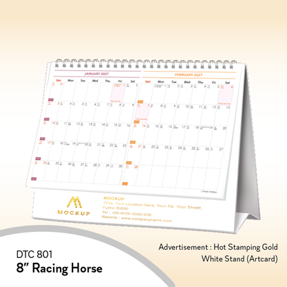 DTC 801 - 8” Racing Horse Desk Table Calendar 2027