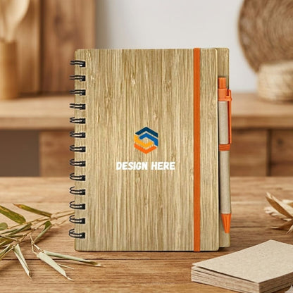 EC26 Eco Notebook Bamboo Cover with Pen – Custom Logo Printing