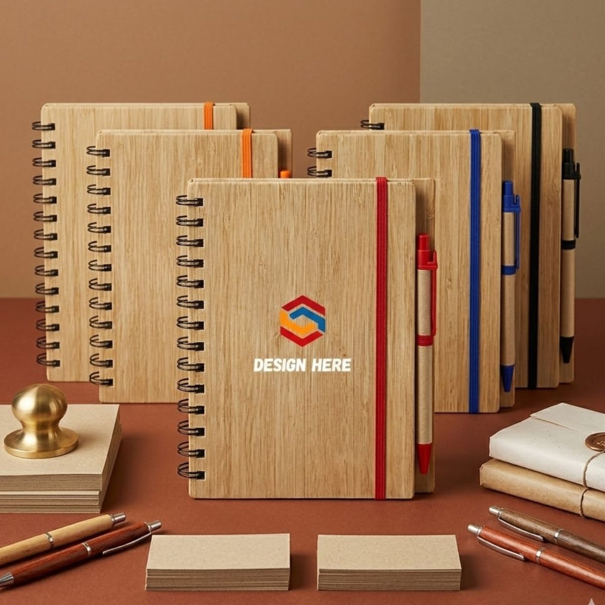 EC26 Eco Notebook Bamboo Cover with Pen – Custom Logo Printing