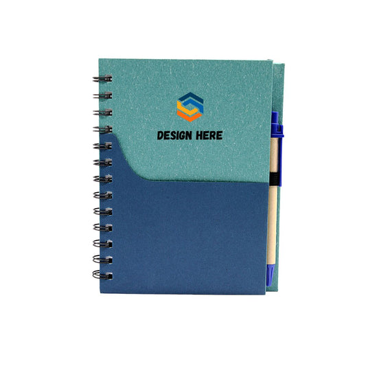 EC29 Eco Notepad with Pen (Spiral Pocket Cover) – Custom Logo Printing