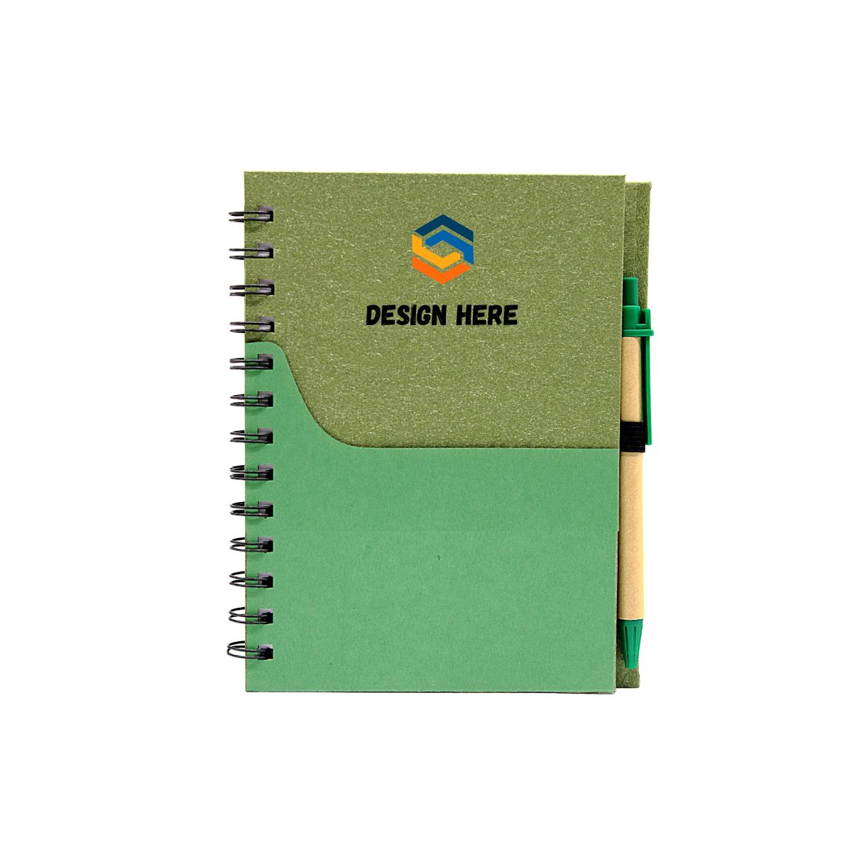 EC29 Eco Notepad with Pen (Spiral Pocket Cover) – Custom Logo Printing