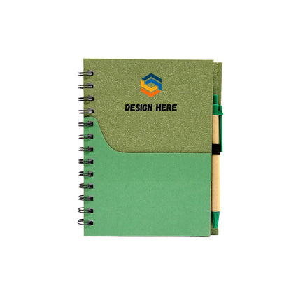EC29 Eco Notepad with Pen (Spiral Pocket Cover) – Custom Logo Printing