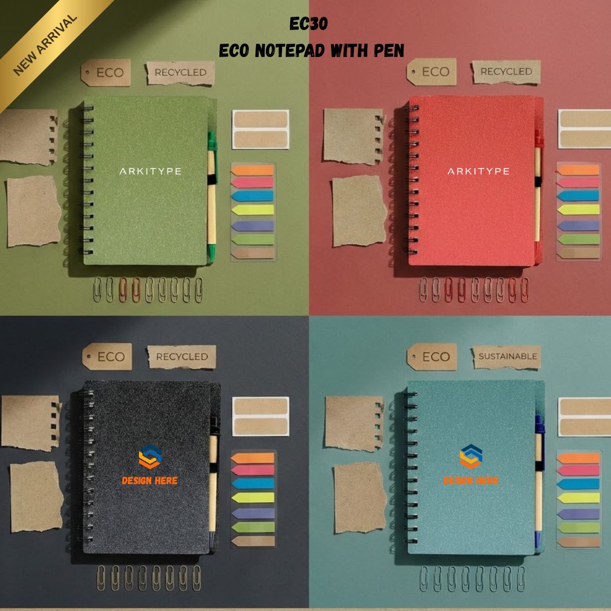 EC30 Eco Notepad with Pen  – Custom Logo Printing