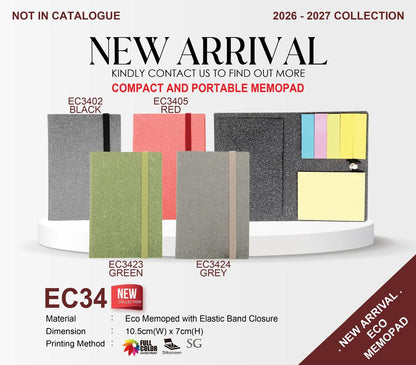 EC34 Eco Memopad With Elastic Band Closure