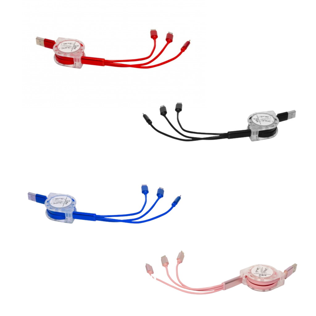 EP25 3-in-1 Retractable USB Charging Cable – Custom Logo