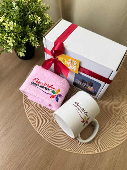 Premium Gift Set – Ceramic Mug & 100% Cotton Face Towel (Custom Logo)